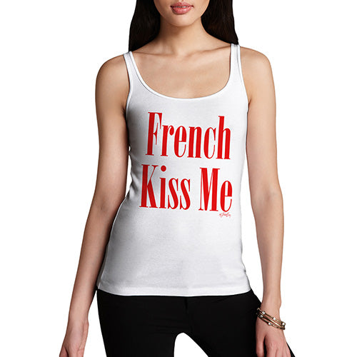 Womens Funny Tank Top French Kiss Me Women's Tank Top Large White