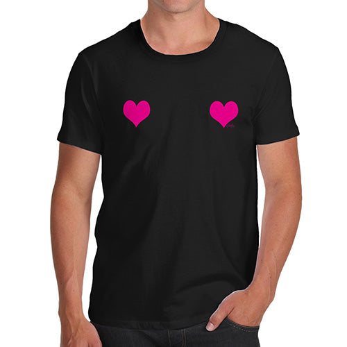 Funny Tee Shirts For Men Fuchsia Love Hearts Men's T-Shirt Large Black