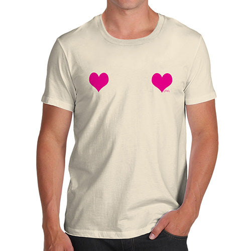 Funny T Shirts For Dad Fuchsia Love Hearts Men's T-Shirt Small Natural