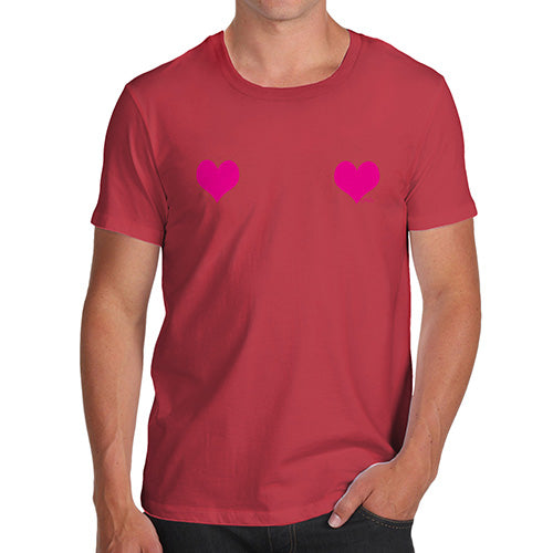 Funny T-Shirts For Men Sarcasm Fuchsia Love Hearts Men's T-Shirt X-Large Red