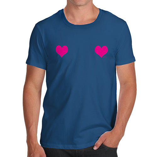 Novelty Tshirts Men Funny Fuchsia Love Hearts Men's T-Shirt Large Royal Blue