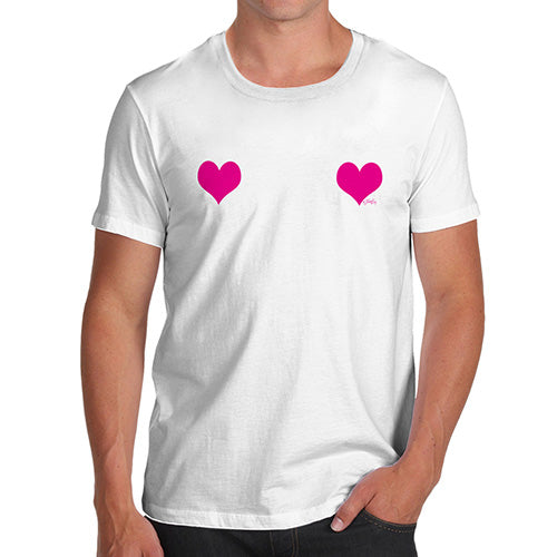 Funny T-Shirts For Men Fuchsia Love Hearts Men's T-Shirt X-Large White