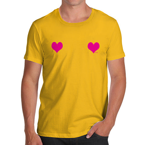 Mens Humor Novelty Graphic Sarcasm Funny T Shirt Fuchsia Love Hearts Men's T-Shirt Small Yellow