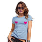 Funny T Shirts For Women Fuchsia Love Hearts Women's T-Shirt X-Large Sky Blue