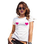 Novelty Tshirts Women Fuchsia Love Hearts Women's T-Shirt Medium White