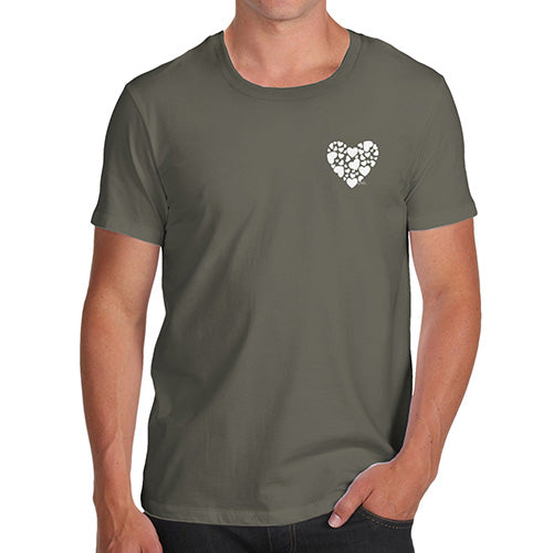 Novelty Tshirts Men Funny Love Hearts Pocket Placement Men's T-Shirt X-Large Khaki