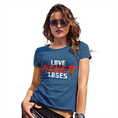 Funny Shirts For Women Love Never Loses Women's T-Shirt Large Royal Blue