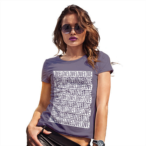 Womens T-Shirt Funny Geek Nerd Hilarious Joke Love Repeat Stripe Women's T-Shirt Small Plum