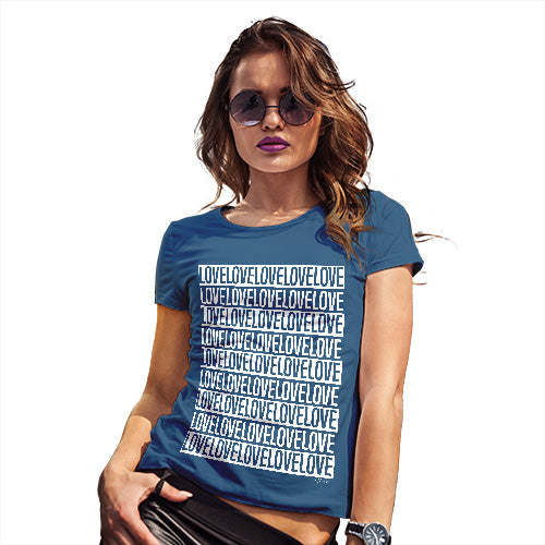 Womens Funny T Shirts Love Repeat Stripe Women's T-Shirt X-Large Royal Blue