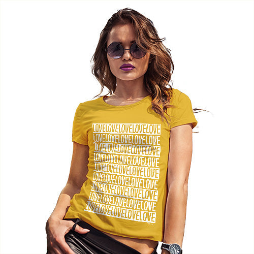 Novelty Tshirts Women Love Repeat Stripe Women's T-Shirt Large Yellow