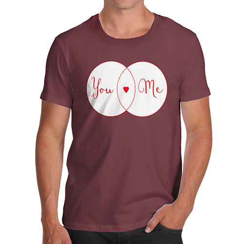 Mens T-Shirt Funny Geek Nerd Hilarious Joke You Heart Me Venn Diagram Men's T-Shirt Medium Burgundy