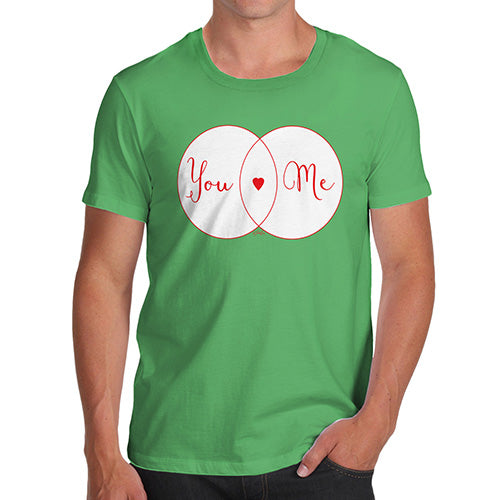 Funny Mens Tshirts You Heart Me Venn Diagram Men's T-Shirt X-Large Green