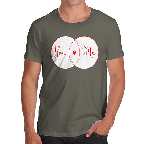 Funny Tee For Men You Heart Me Venn Diagram Men's T-Shirt Medium Khaki