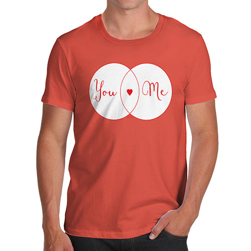 Mens Novelty T Shirt Christmas You Heart Me Venn Diagram Men's T-Shirt Small Orange