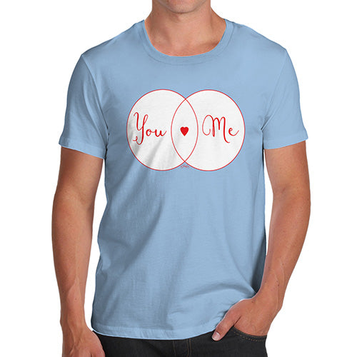 Novelty Tshirts Men Funny You Heart Me Venn Diagram Men's T-Shirt Medium Sky Blue