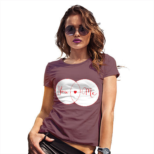 Womens Humor Novelty Graphic Funny T Shirt You Heart Me Venn Diagram Women's T-Shirt Small Burgundy