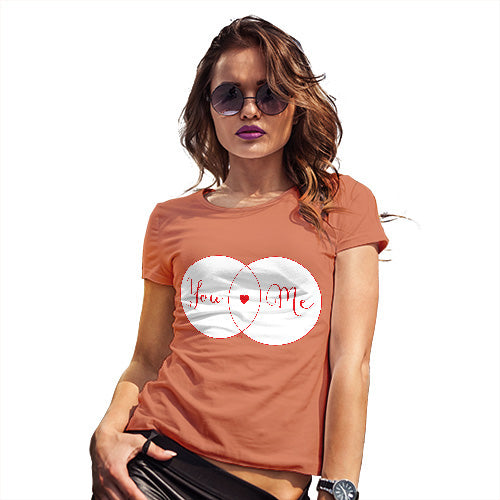 Womens Humor Novelty Graphic Funny T Shirt You Heart Me Venn Diagram Women's T-Shirt Medium Orange