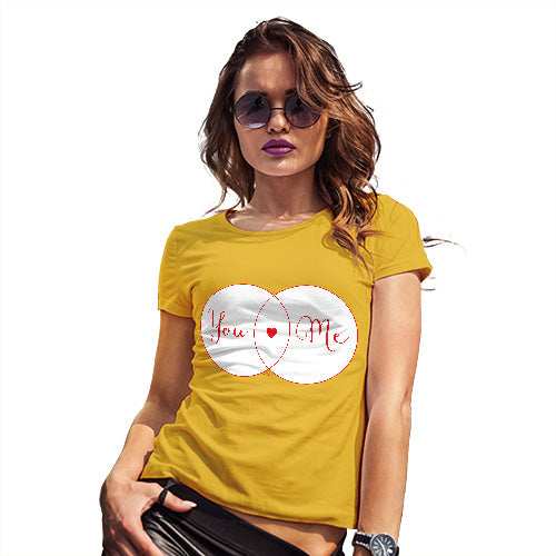 Funny T Shirts For Mom You Heart Me Venn Diagram Women's T-Shirt Medium Yellow