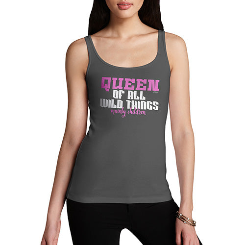 Funny Gifts For Women Queen Of All Wild Things Women's Tank Top Large Dark Grey