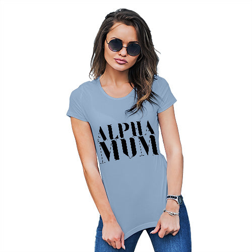 Womens Funny T Shirts Alpha Mum Women's T-Shirt Medium Sky Blue