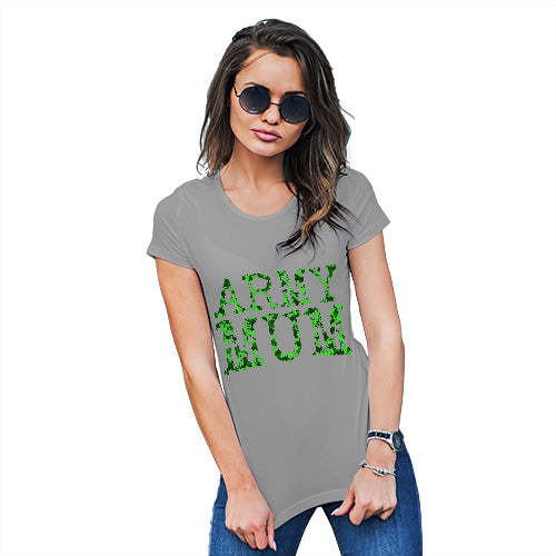 Novelty Tshirts Women Army Mum Women's T-Shirt Medium Light Grey