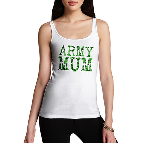 Womens Humor Novelty Graphic Funny Tank Top Army Mum Women's Tank Top Medium White