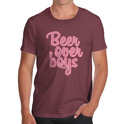 Mens T-Shirt Funny Geek Nerd Hilarious Joke Beer Over Boys Men's T-Shirt Large Burgundy