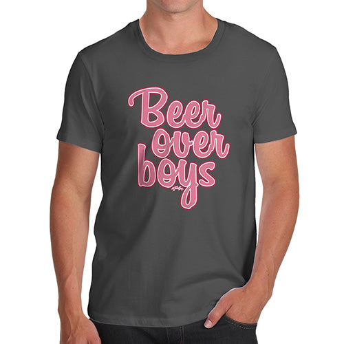Mens Novelty T Shirt Christmas Beer Over Boys Men's T-Shirt Medium Dark Grey