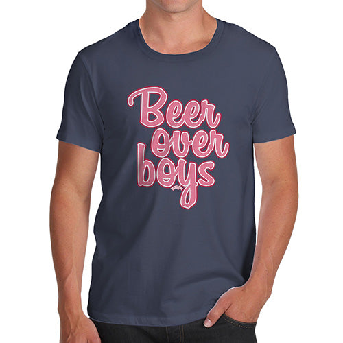 Funny Tee For Men Beer Over Boys Men's T-Shirt Large Navy