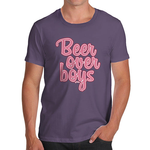 Funny Mens T Shirts Beer Over Boys Men's T-Shirt Large Plum