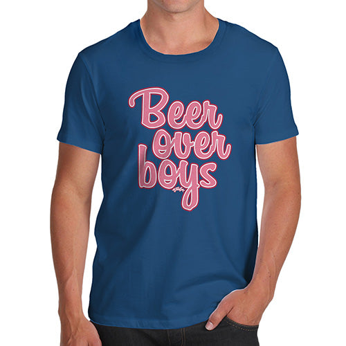 Mens Novelty T Shirt Christmas Beer Over Boys Men's T-Shirt Small Royal Blue