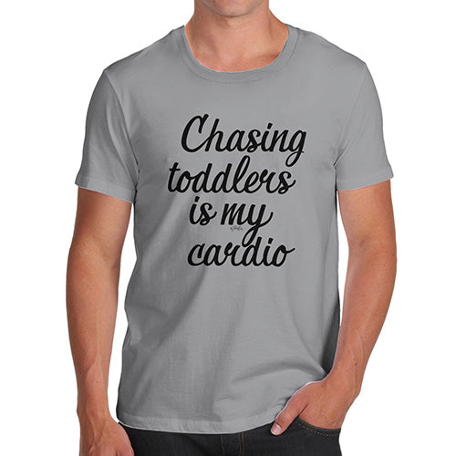 Funny Tee Shirts For Men Chasing Toddlers Is My Cardio Men's T-Shirt Small Light Grey