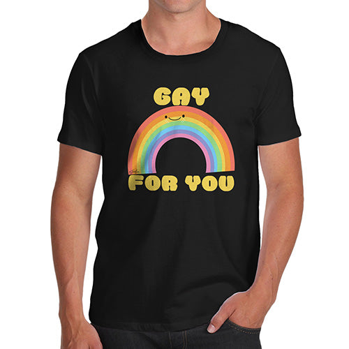 Funny T-Shirts For Men Gay For You Rainbow Men's T-Shirt Small Black