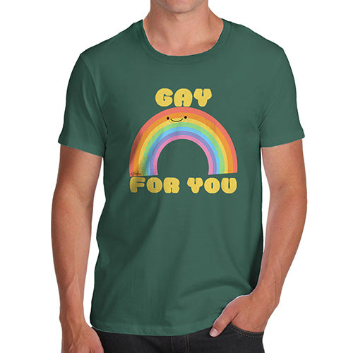 Mens Funny Sarcasm T Shirt Gay For You Rainbow Men's T-Shirt Large Bottle Green