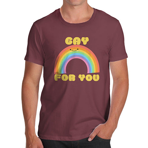 Funny Mens Tshirts Gay For You Rainbow Men's T-Shirt Small Burgundy