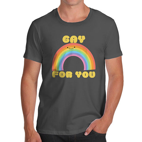Funny Gifts For Men Gay For You Rainbow Men's T-Shirt Large Dark Grey
