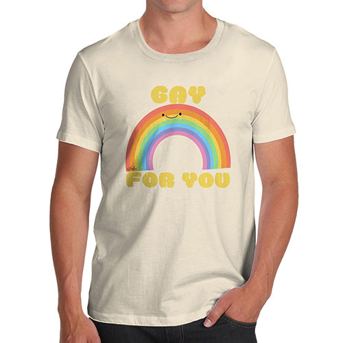 Mens T-Shirt Funny Geek Nerd Hilarious Joke Gay For You Rainbow Men's T-Shirt Medium Natural