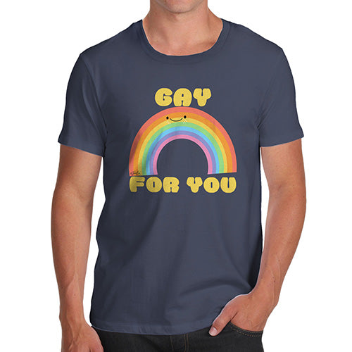 Funny Mens Tshirts Gay For You Rainbow Men's T-Shirt Large Navy