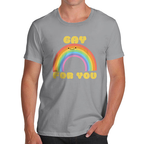 Mens T-Shirt Funny Geek Nerd Hilarious Joke Gay For You Rainbow Men's T-Shirt Large Light Grey