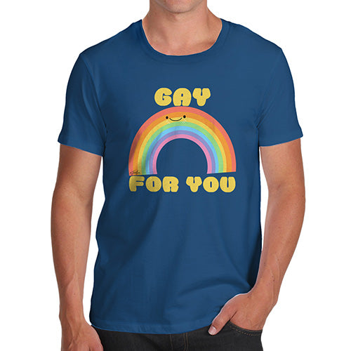 Funny T-Shirts For Men Gay For You Rainbow Men's T-Shirt Large Royal Blue
