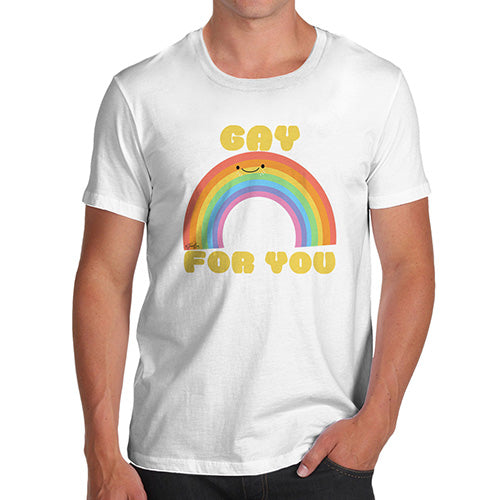 Funny T Shirts For Dad Gay For You Rainbow Men's T-Shirt X-Large White