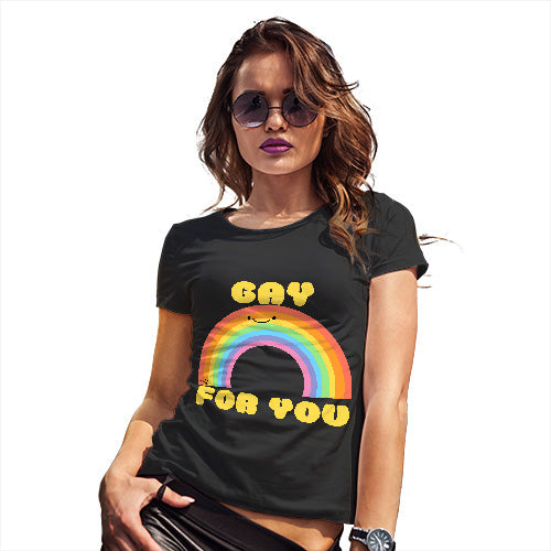 Funny T Shirts For Mum Gay For You Rainbow Women's T-Shirt Large Black