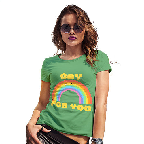 Womens Humor Novelty Graphic Funny T Shirt Gay For You Rainbow Women's T-Shirt X-Large Green