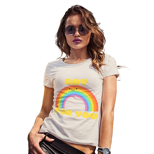 Funny T-Shirts For Women Sarcasm Gay For You Rainbow Women's T-Shirt Medium Natural