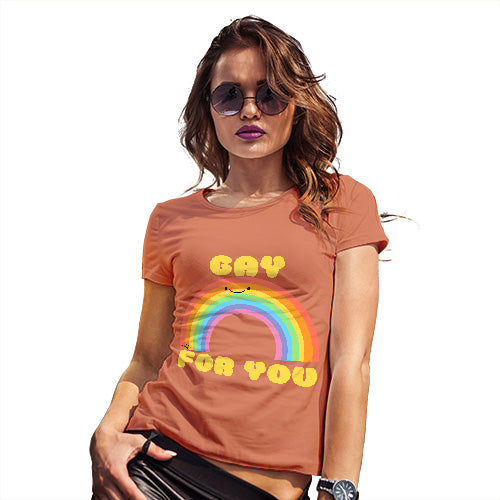 Funny T Shirts For Women Gay For You Rainbow Women's T-Shirt Small Orange