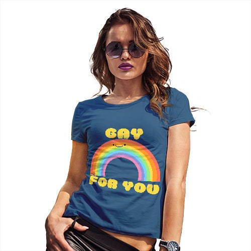 Funny T-Shirts For Women Sarcasm Gay For You Rainbow Women's T-Shirt Small Royal Blue