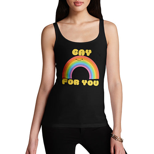Funny Tank Top For Women Sarcasm Gay For You Rainbow Women's Tank Top Large Black