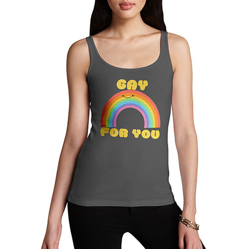 Funny Tank Top For Women Gay For You Rainbow Women's Tank Top Medium Dark Grey