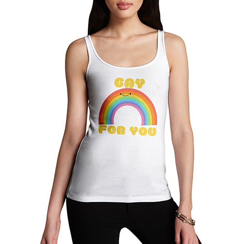 Funny Tank Top For Mum Gay For You Rainbow Women's Tank Top Medium White