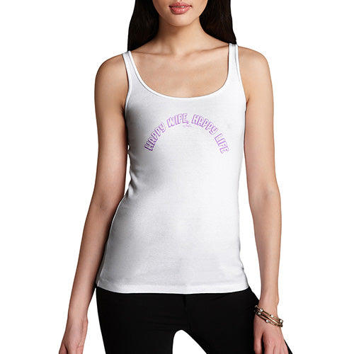 Womens Humor Novelty Graphic Funny Tank Top Happy Wife Women's Tank Top Large White